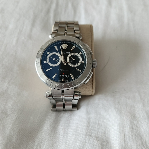 VERSACE Aion Chrono Stainless Steel Chronograph Bracelet Watch In Silver - Picture 2 of 5